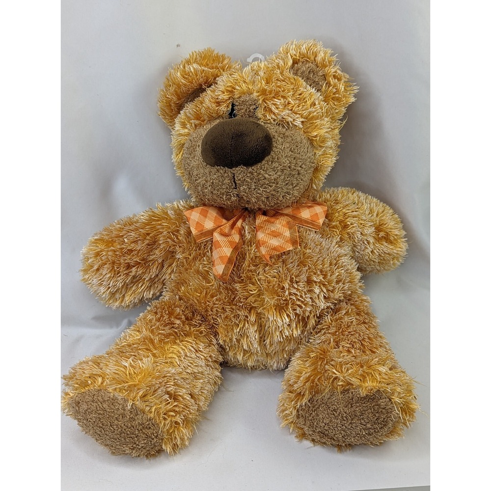 Golden Bear Co Plush Brown 14 Inch Orange Bow Stuffed Animal Toy‎